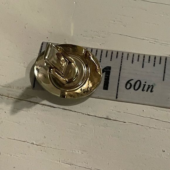 Vintage MCM 1950s oval gold tone & round Mother-of-Pearl whale back cuff links - Picture 13 of 14